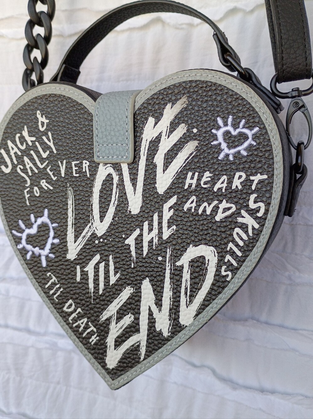 Disney Nightmare Before Christmas Jack Sally Forever Heart Crossbody - Picture 2 of 12